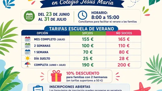 Cartel de la escuela de verano del AMPA.