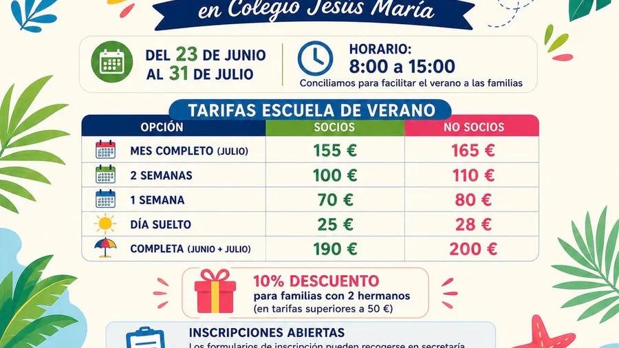 Cartel de la escuela de verano del AMPA.