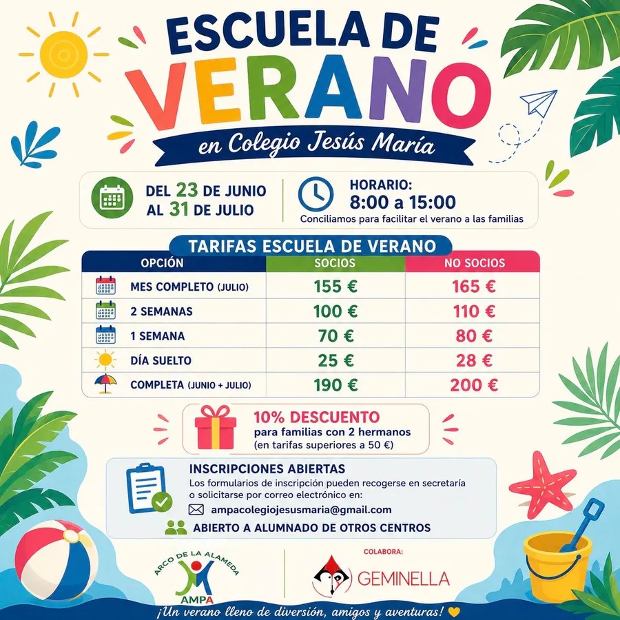 Cartel de la escuela de verano del AMPA.