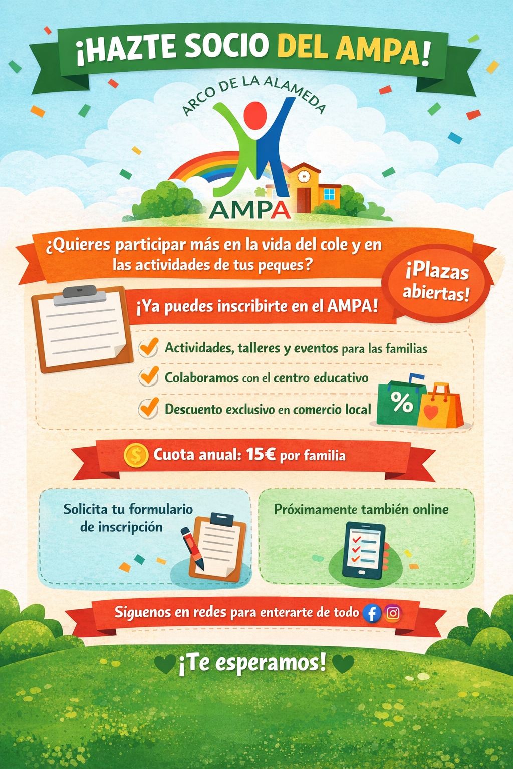 Cartel del AMPA Arco de la Alameda invitando a hacerse socio.